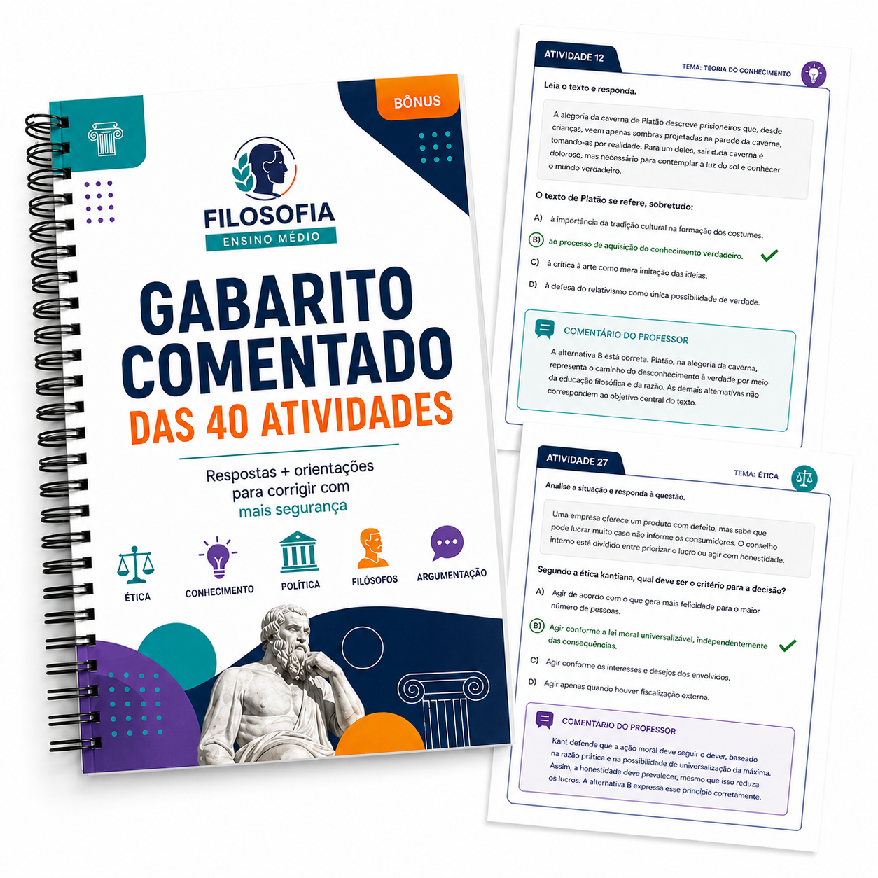 Bônus #1: Gabarito Comentado das 40 Atividades de Filosofia