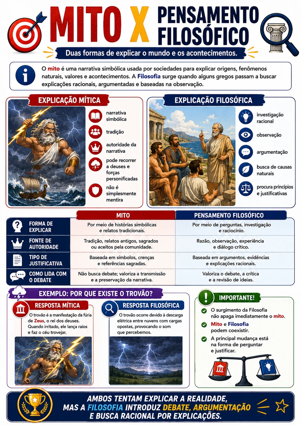 Página visual de Filosofia: Mito x Pensamento Filosófico